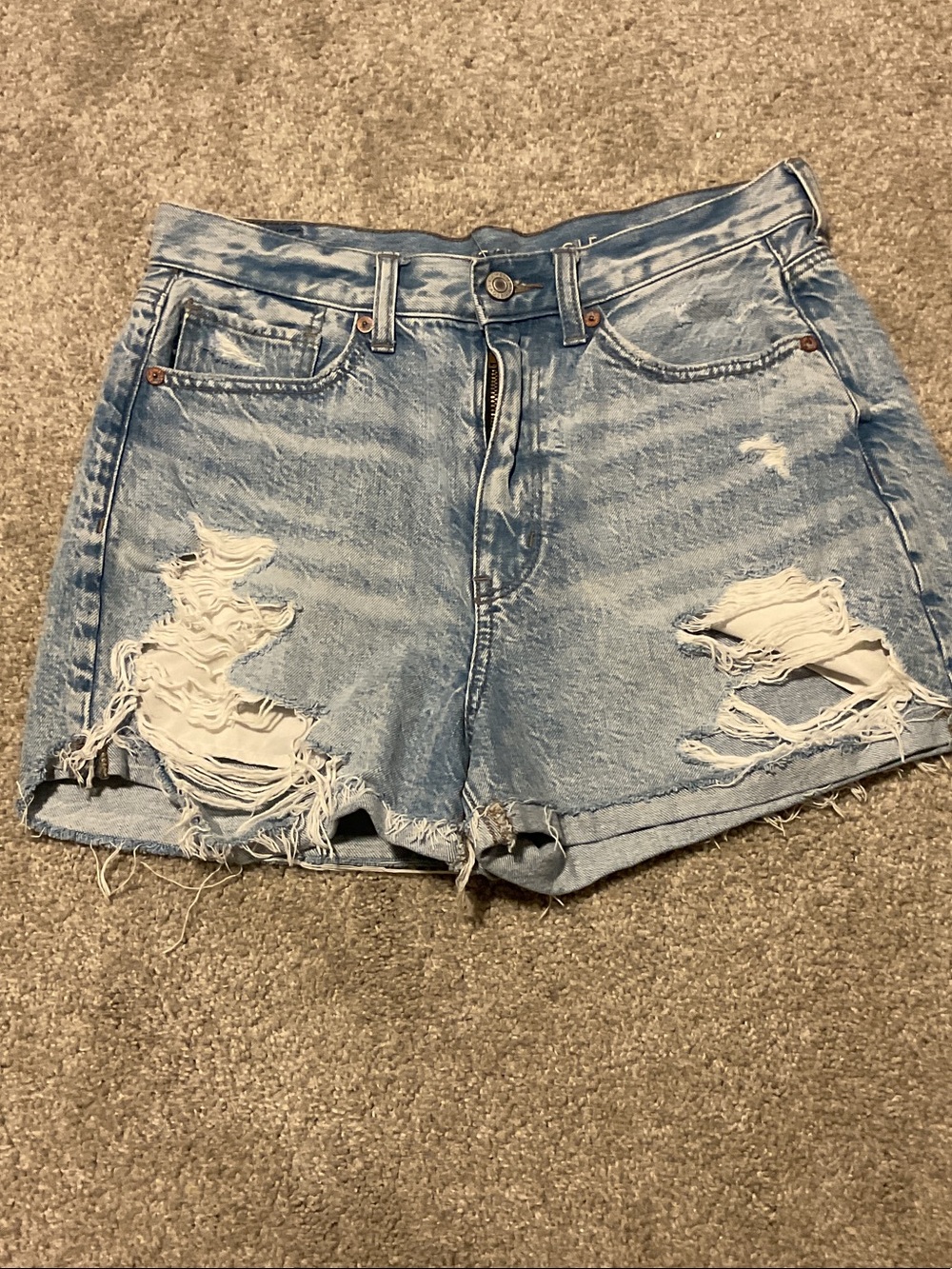 American Eagle Outfitters Light Blue Ripped Denim Shorts